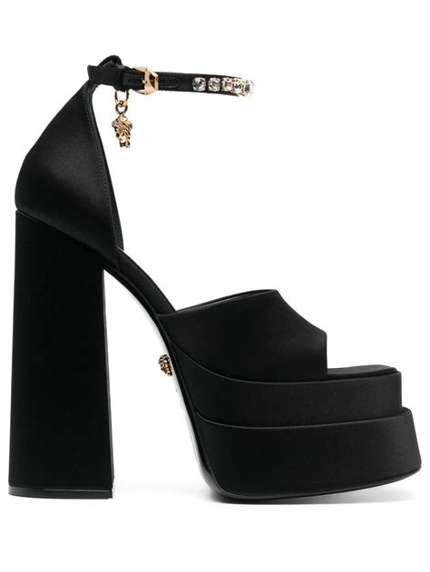 versace embellished leather platform sandals|versace aevitas platform loafers.